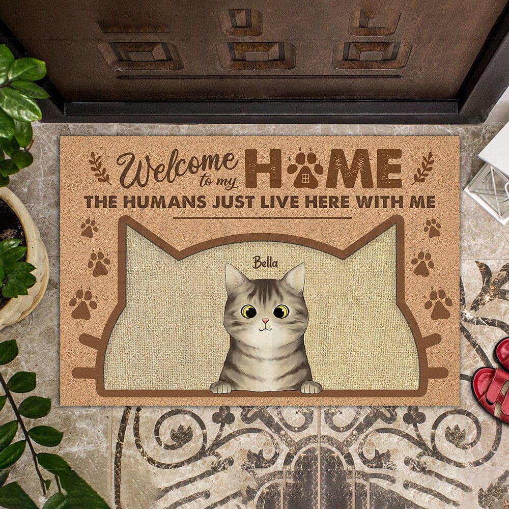Welcome To Our Home The Human Just Live Here With Us Cat Doormat Personalized Gift N304 889679