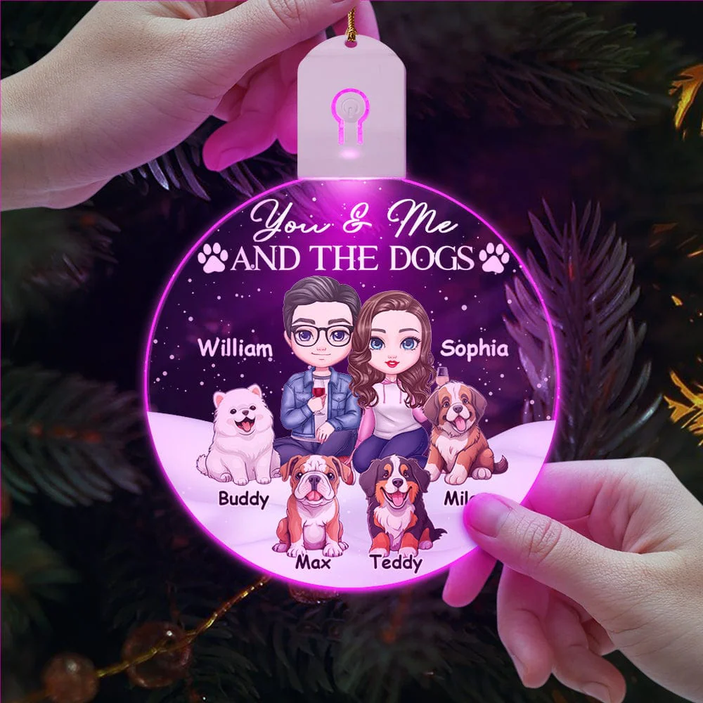 You And Me And The Dog For Pet Lovers Acrylic LED Ornament Personalized Gift TH10 892117