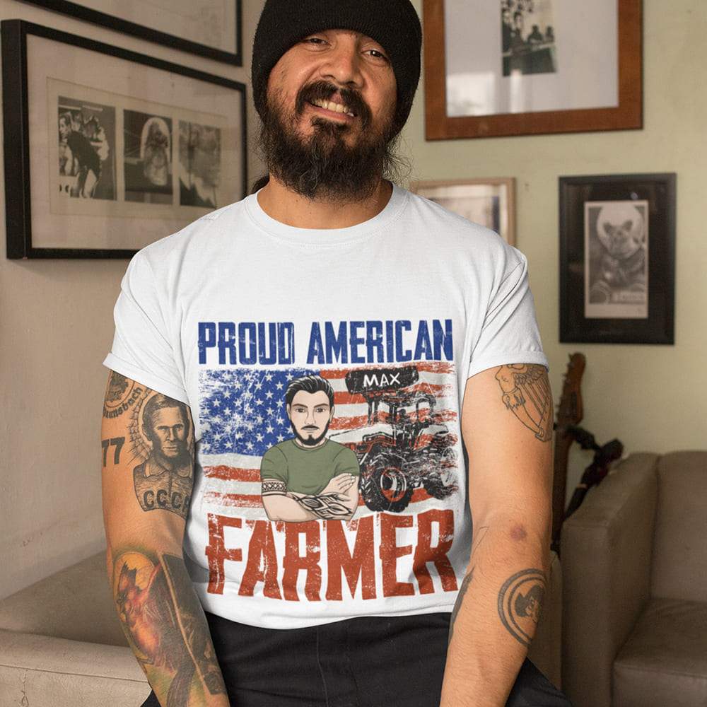 Proud American Farmer T-shirt, Farmer Gift, HN590 - Image 4