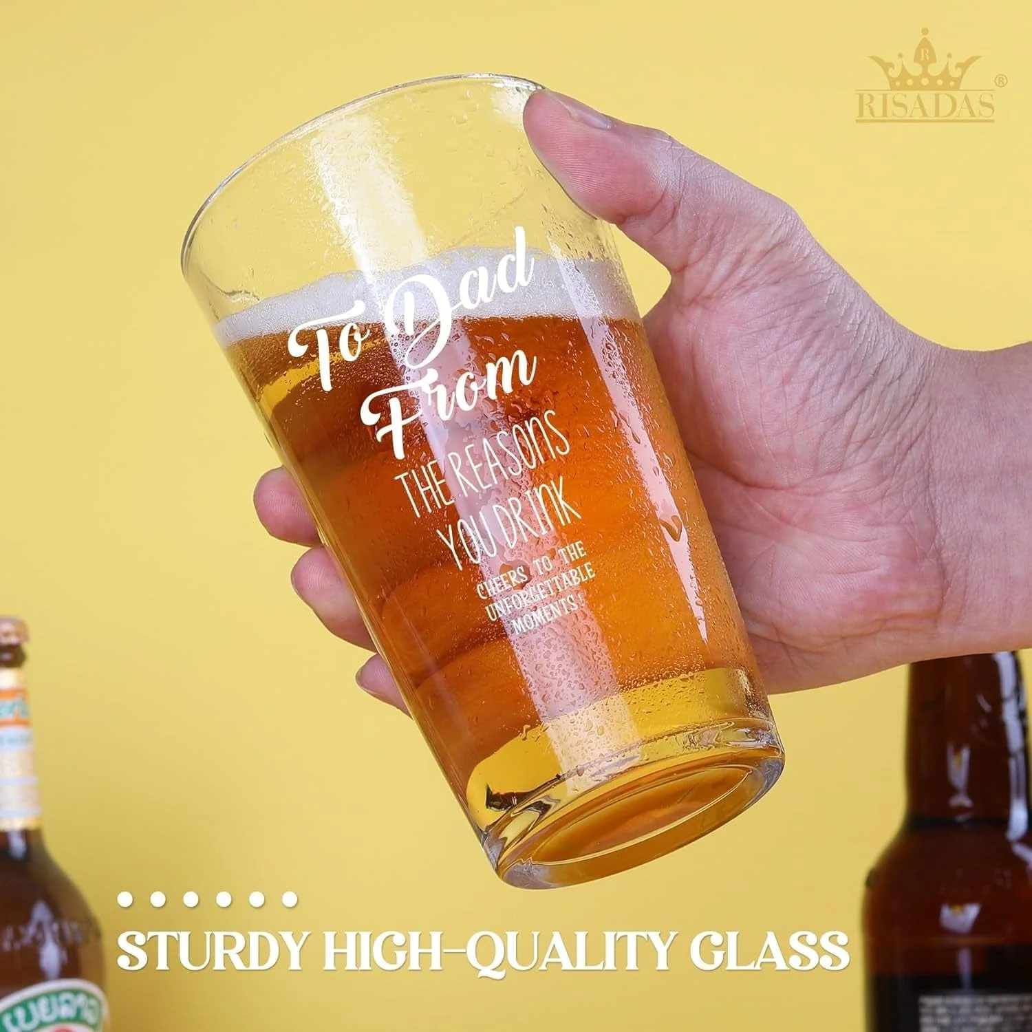 Fathers Day Dad Gifts - Gifts for Dad, Fathers Day Dad Gifts from Daughter, Wife, Son - Dad Gifts for Fathers Day, Birthday Christmas Funny Gift for Dad, Step Dad, Bonus Dad, Husband, 16 Oz Beer Glass - Image 7