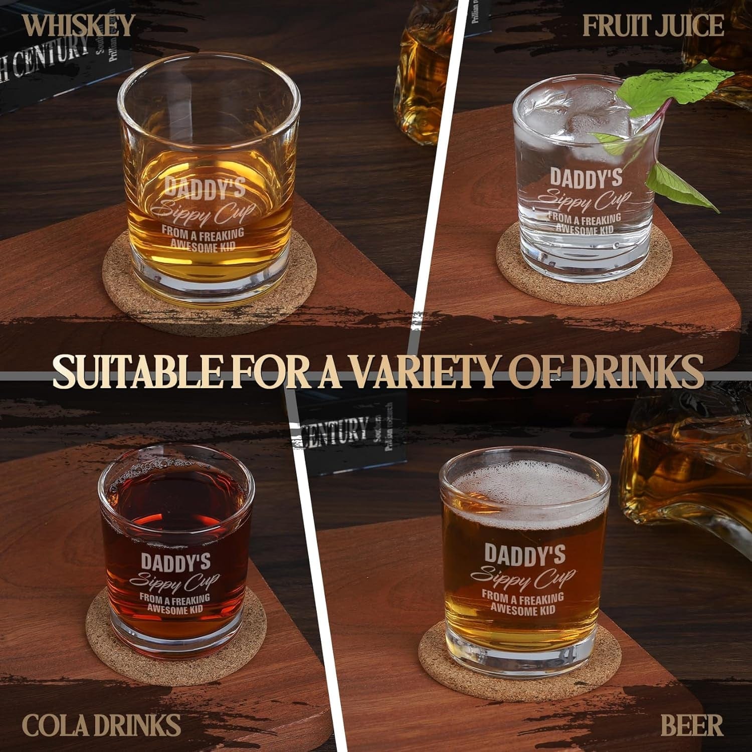 Fathers Day Dad Gifts, Gifts for Dad on Fathers Day from Daughter Son, Fathers Day Christmas Birthday Gifts for Him Men Husband, Dad Gifts for Fathers Day from Kids, Daddys Sippy Cup Whiskey Glass - Image 3