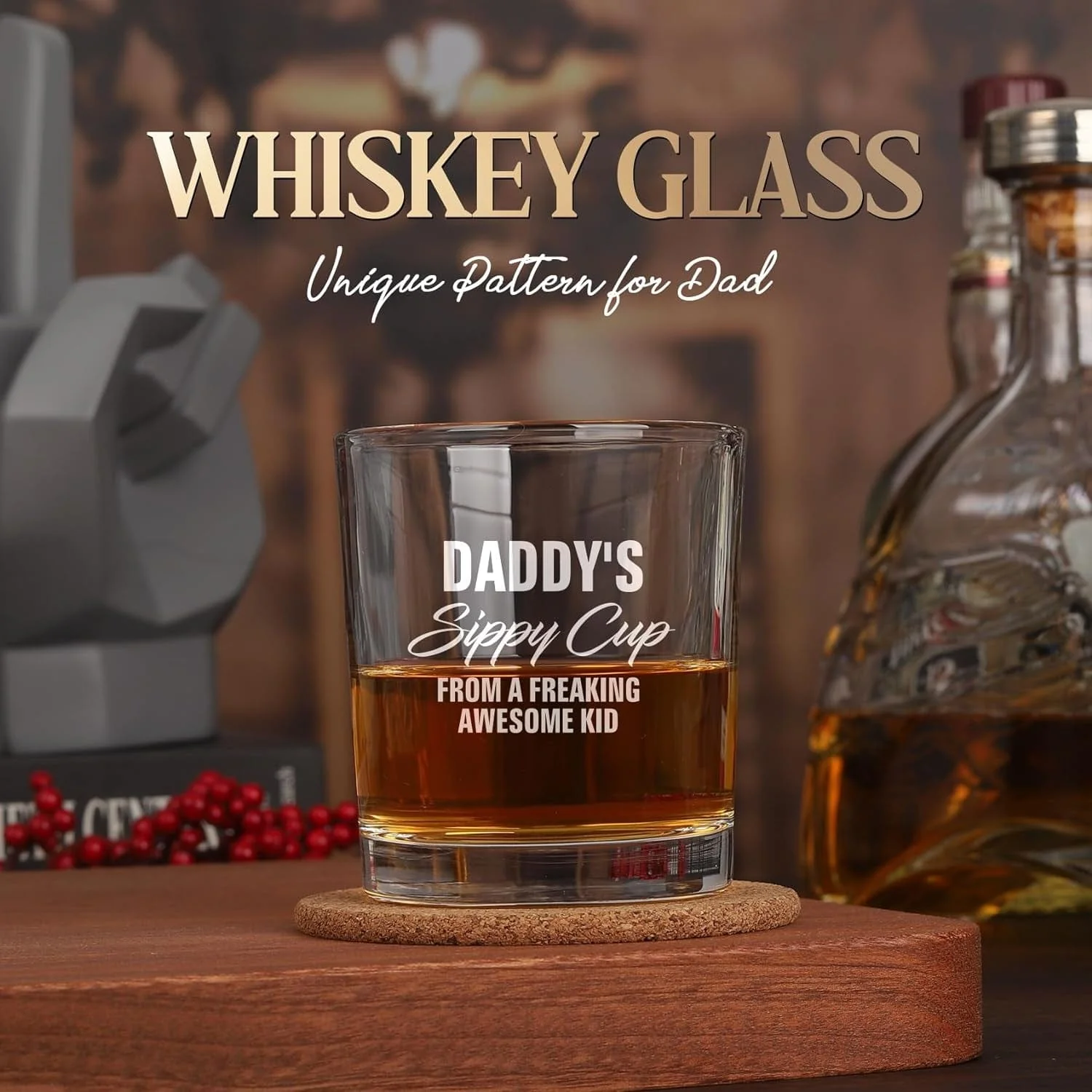 Fathers Day Dad Gifts, Gifts for Dad on Fathers Day from Daughter Son, Fathers Day Christmas Birthday Gifts for Him Men Husband, Dad Gifts for Fathers Day from Kids, Daddys Sippy Cup Whiskey Glass - Image 7