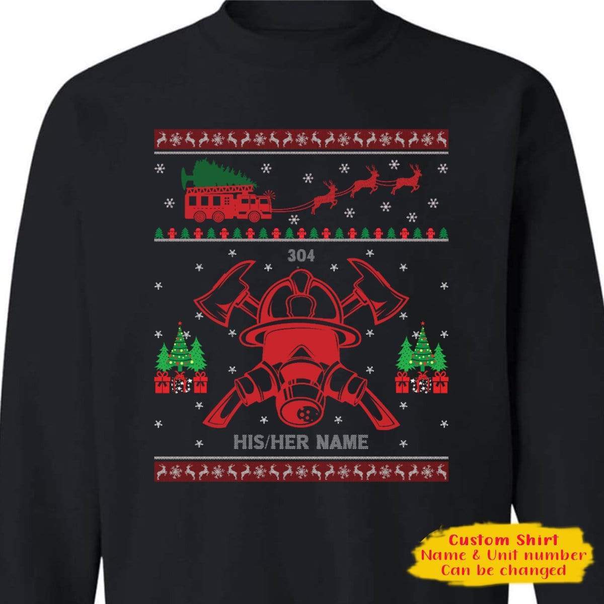 Firefighter Ugly Christmas Sweatshirt, Custom Sweatshirt NA29