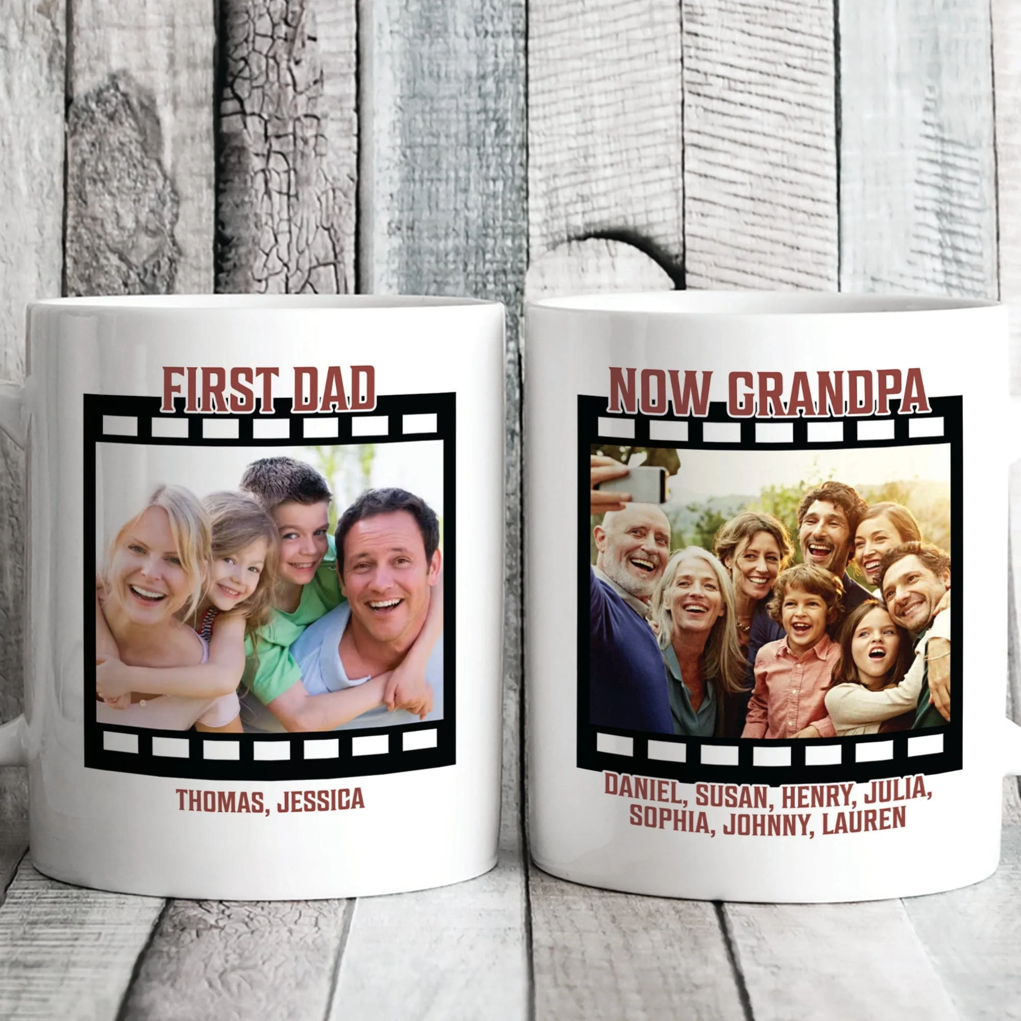 First Dad Now Grandpa Personalized Custom Father's Day Birthday Photo Mug C337