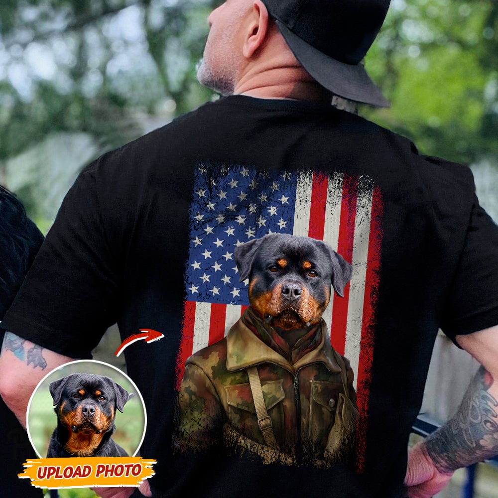 Flag America Uniform Soldier Custom Photo Dog Cat Portrait Back Shirt N369 HN590 896160 - Image 5