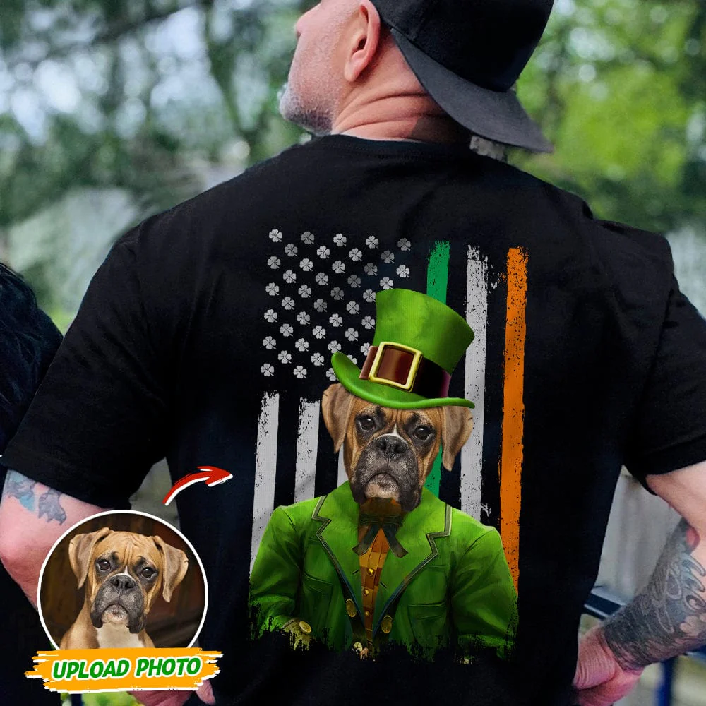 Flag America Irish Custom Photo Dog Cat Portrait Back Shirt N369 HN590 - Image 2