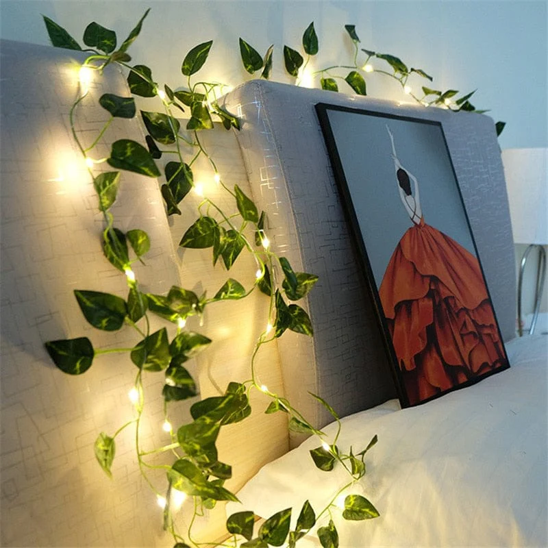 Christmas Flower Green Leaf String Lights - Image 12