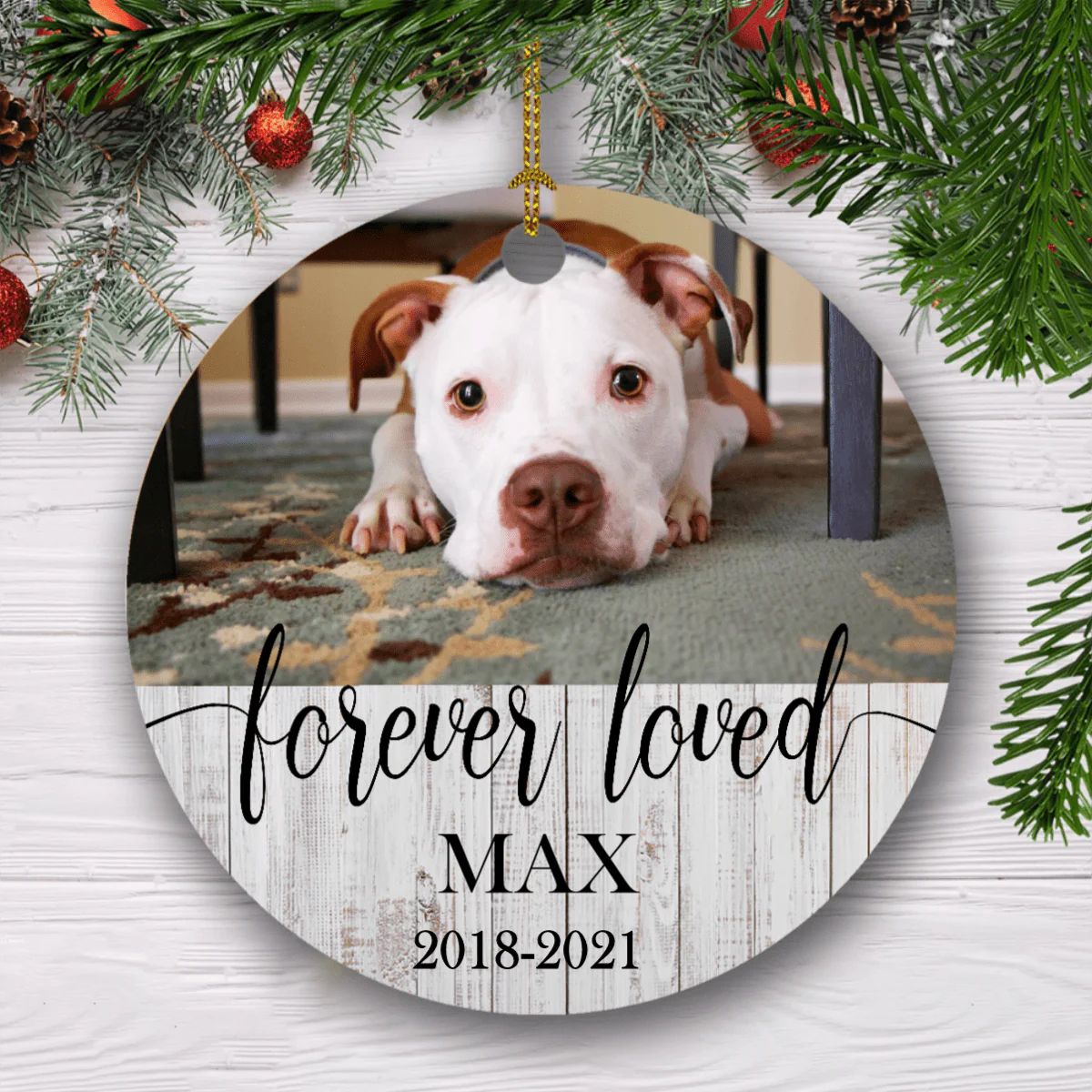Forever Loved, Custom Dog Cat Photo Memorial Ornament 891311