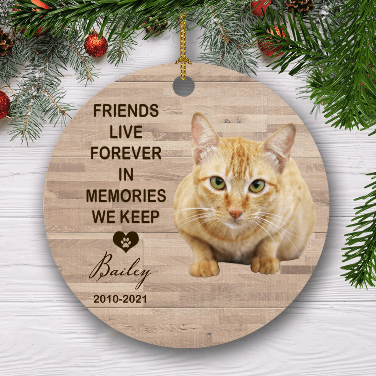Friends Live Forever In Memories, Custom Dog Cat Photo Memorial Ornaments, SG02 - Image 3