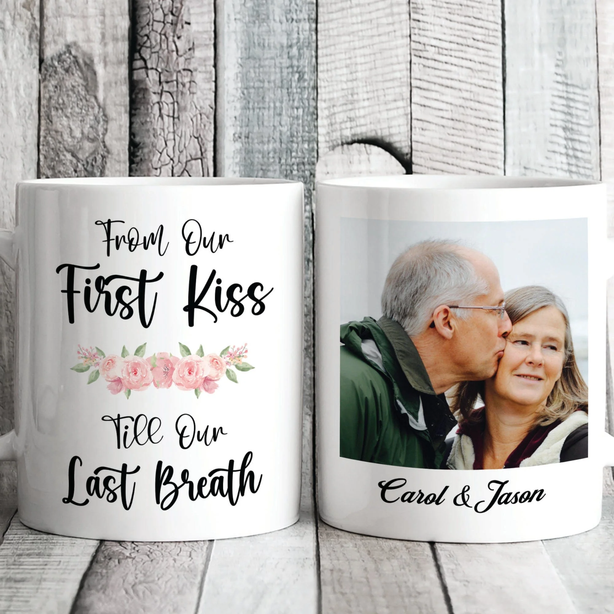 From Our First Kiss Till Our Last Breath Personalized Custom Photo Valentine Anniversary Couples Mug C584 - Image 3