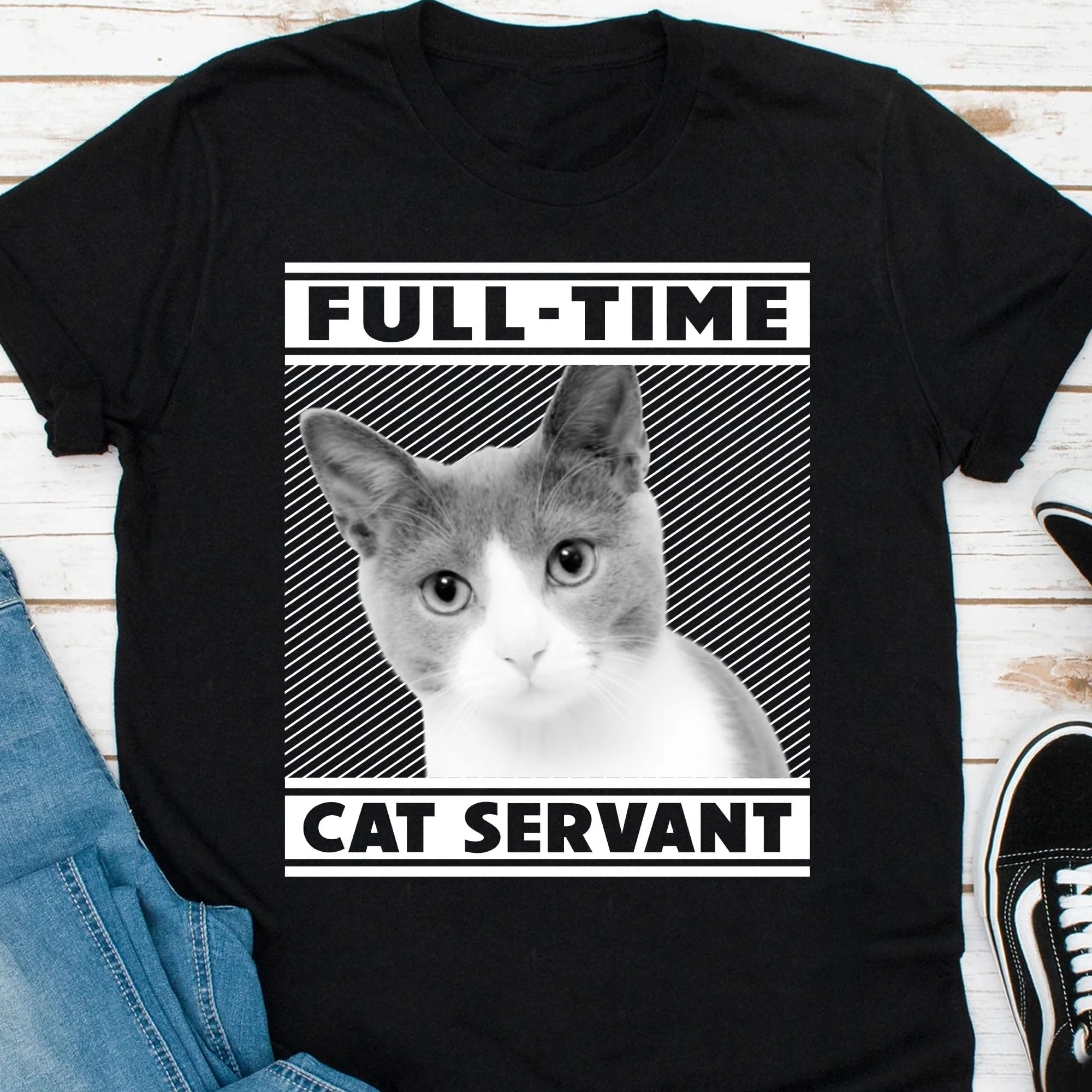 Full Time Cat Servant Personalized Custom Photo Cat Dog Shirt C464