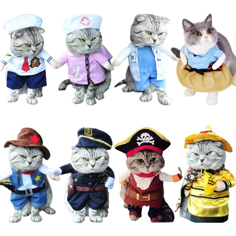 Funny Halloween Clothes Dressing Up Cat Party Costume Suit