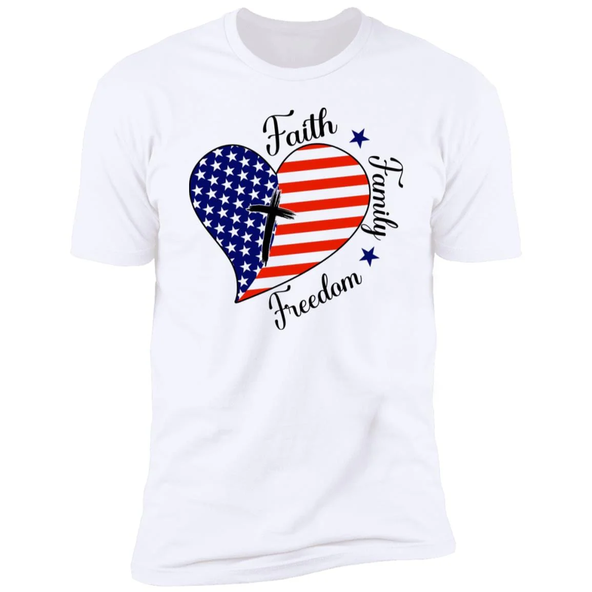 Faith Family Freedom Heart American Flag Shirt H402 - Image 2