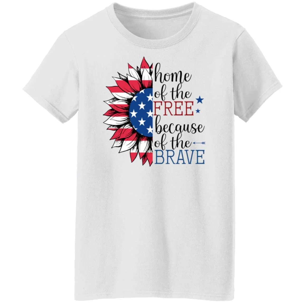 America Flag Sunflower Patriotic  4th of July Shirt H406