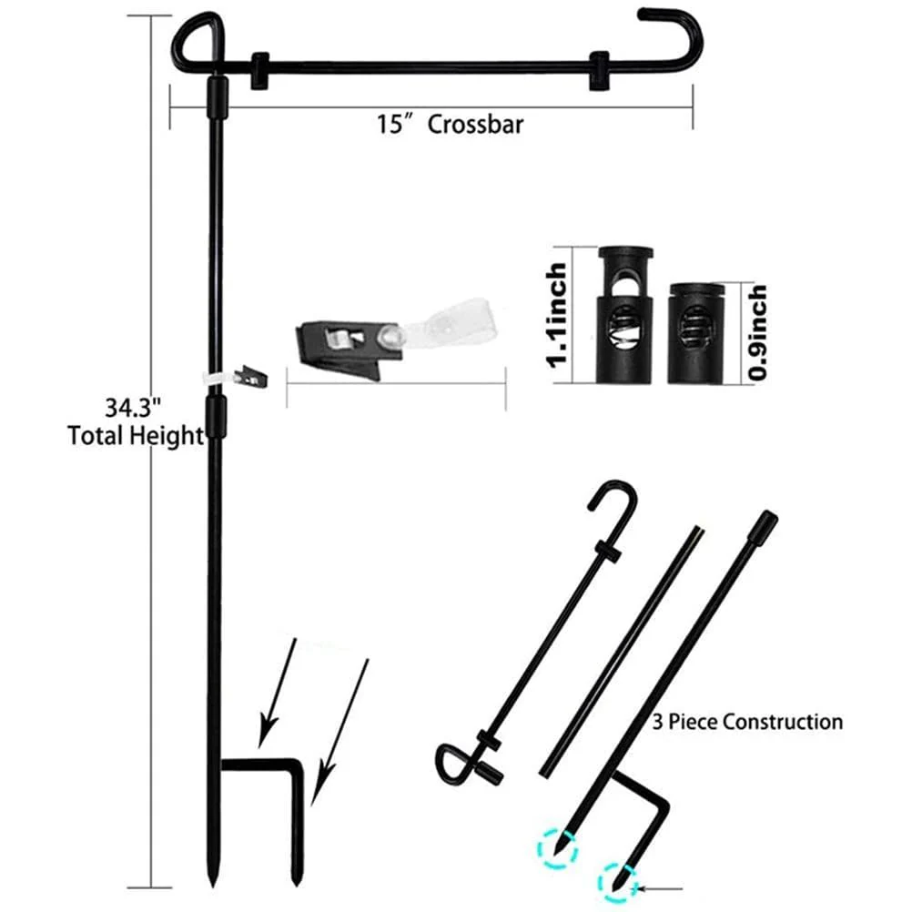 Garden Iron Flag Pole, garden flag HN590 - Image 3