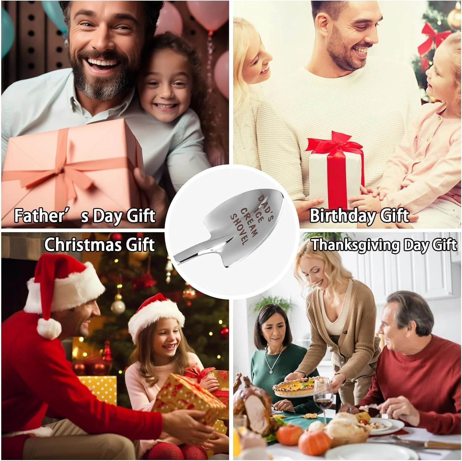Gifts for Dad Fathers Day Dad Gifts Men Ice Cream Spoon Scoop for Ice Cream Lovers, Father'S Day Gifts for Men Funny Engraved Stainless Steel Spoon Shovel, Birthday Fathers Gifts - Image 3