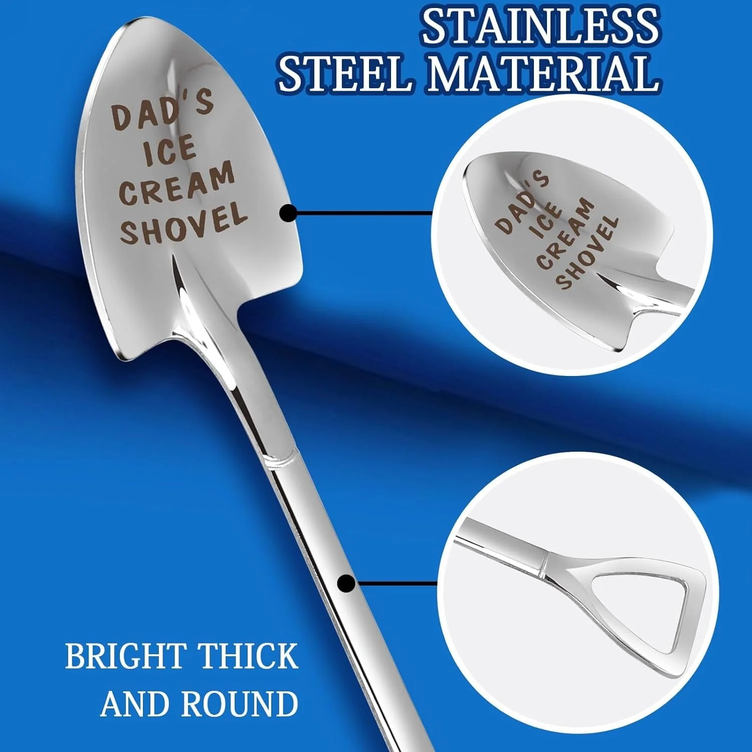 Gifts for Dad Fathers Day Dad Gifts Men Ice Cream Spoon Scoop for Ice Cream Lovers, Father'S Day Gifts for Men Funny Engraved Stainless Steel Spoon Shovel, Birthday Fathers Gifts - Image 4