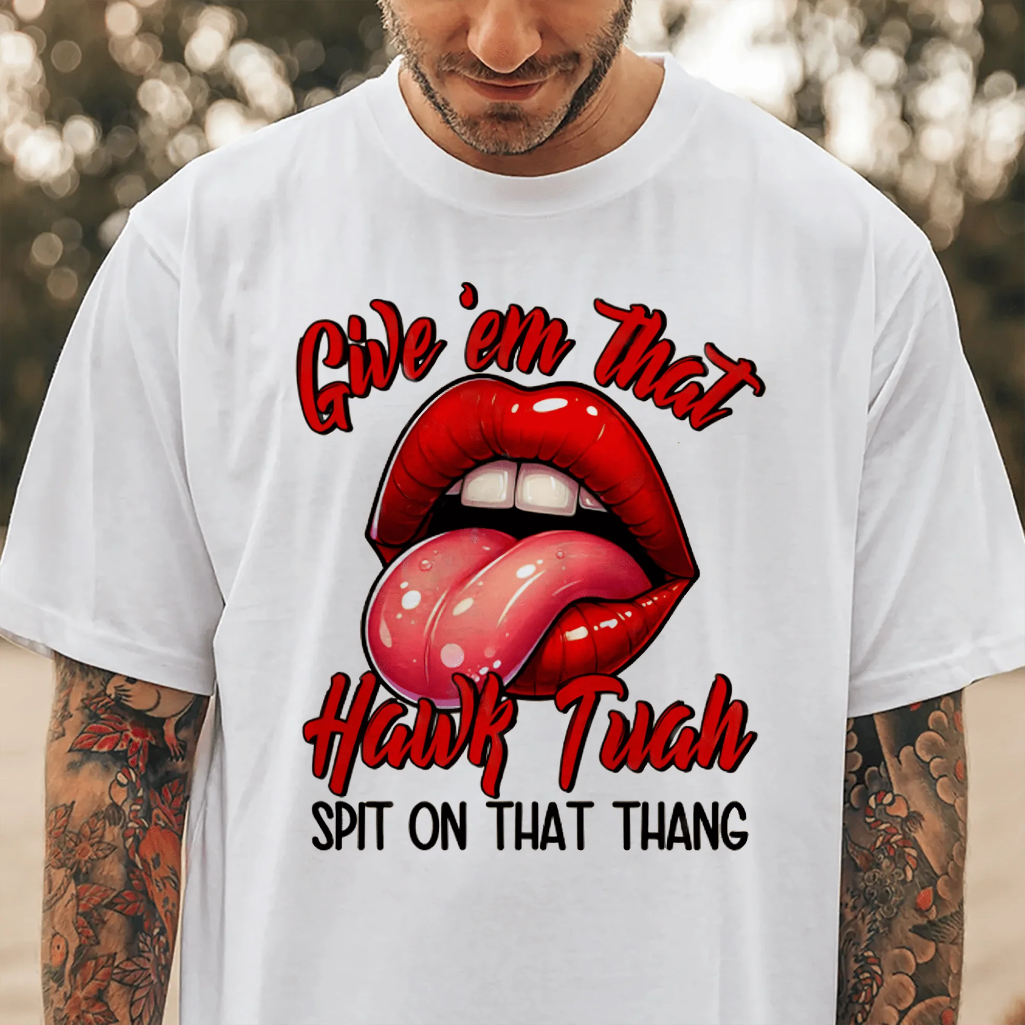 Give 'em that HAWK TUAH Shirt DM01 891259 - Image 3
