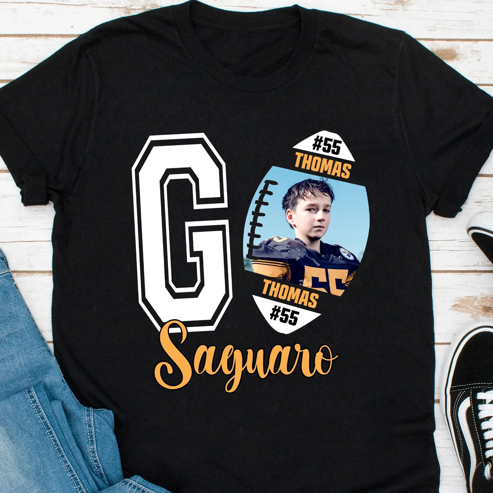 Go Custom Shirt, Go Team Shirt, Football Team Fan Shirt, Personalized Custom Photo Football Shirt C483V2