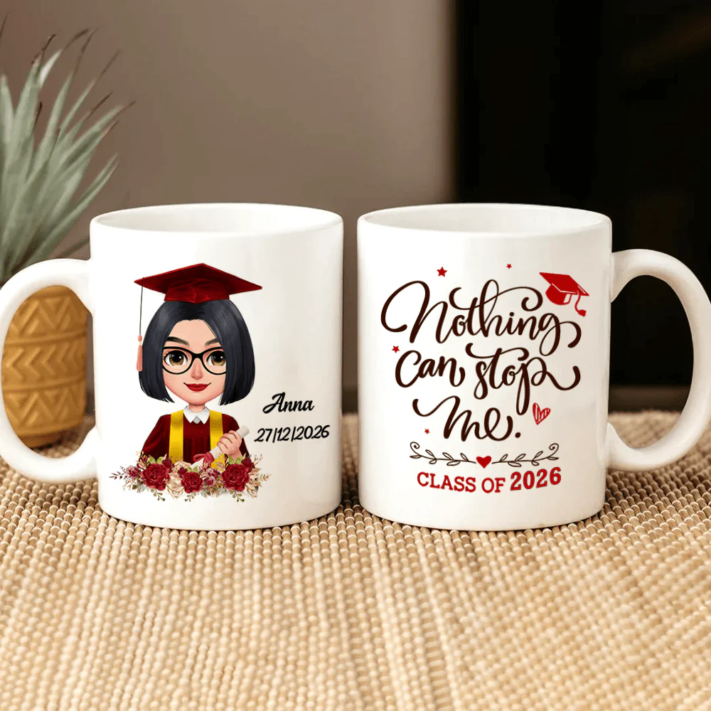 Graduation mug, Custom Chibi Art, Personal Mug, HN590 - Image 2