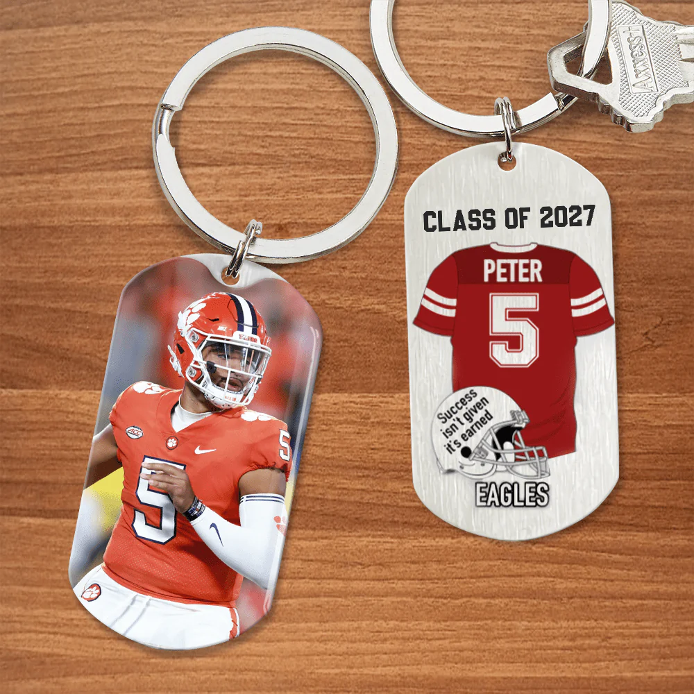 Senior Class of 2024 Keychain, Graduation Keychain, Custom Photo Keyring, Football Keychain HN590 HA75 891902 - Image 2