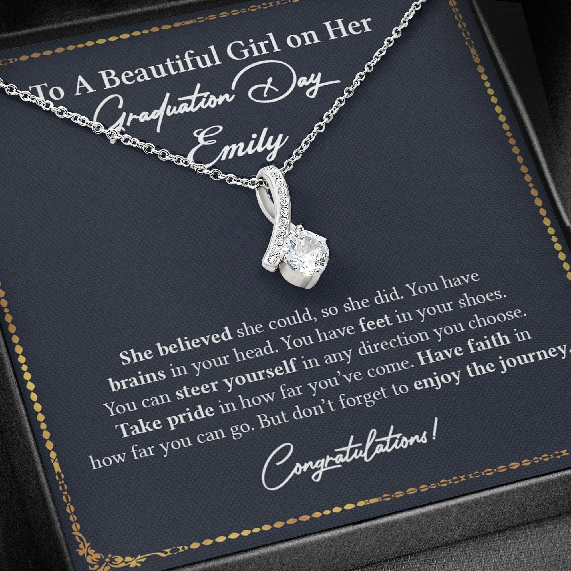 Graduation Day Personalized Message Card Necklace C192 - Image 3