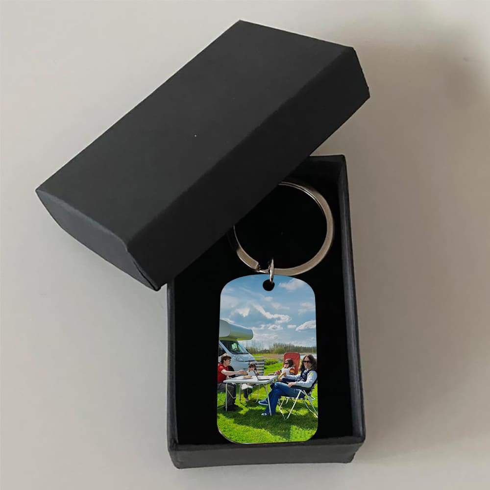 Custom Photo Happy Camper Camping Metal Keychain K228 HN590 - Image 2