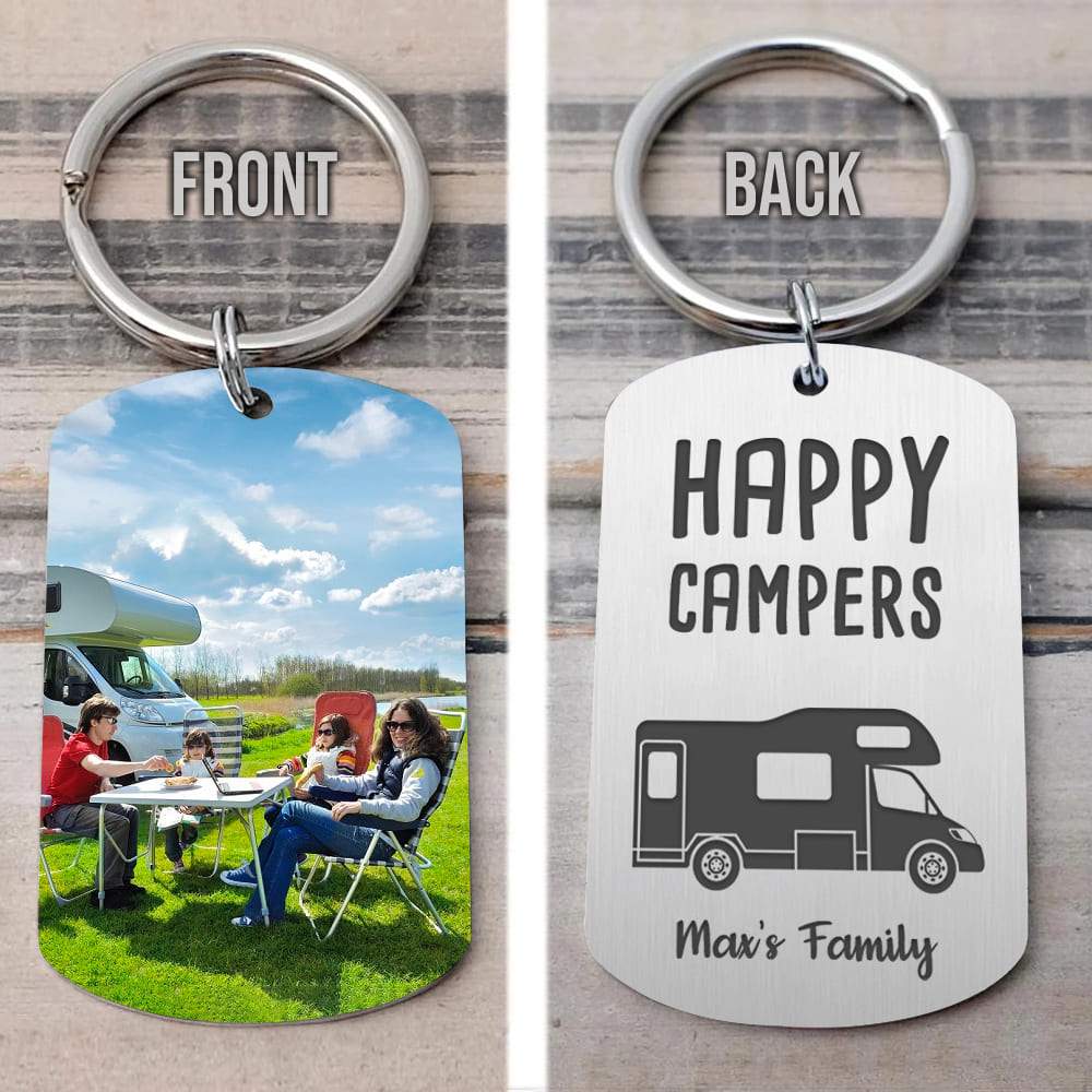 Custom Photo Happy Camper Camping Metal Keychain K228 HN590 - Image 5