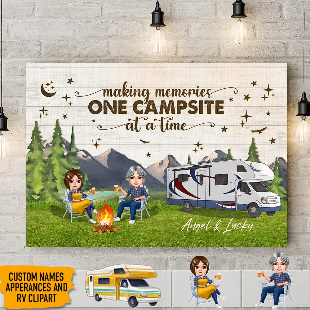 Happy Camper Couple Chibi Camping Canvas K228 HN590 - Image 2