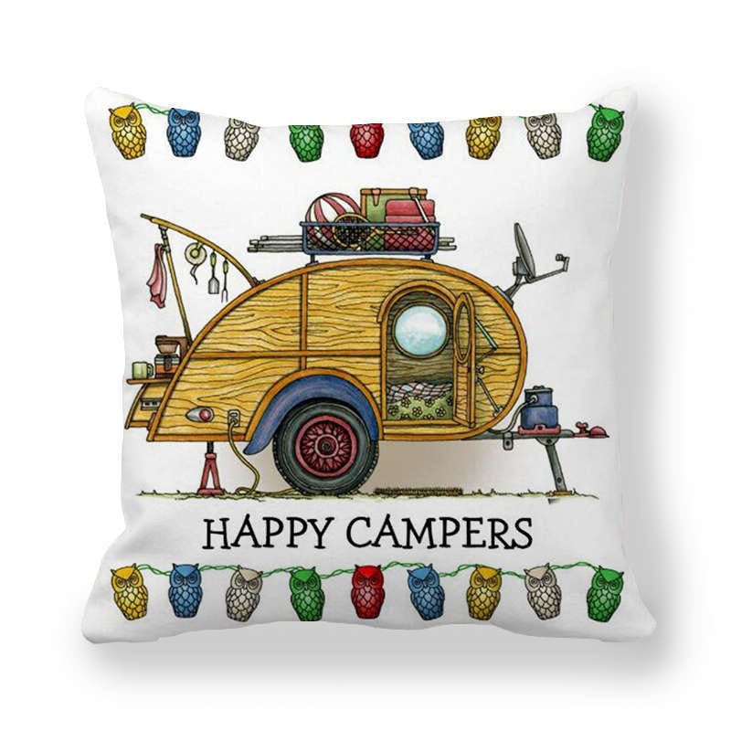 Happy Camper Decorative Pillow Case - Image 2