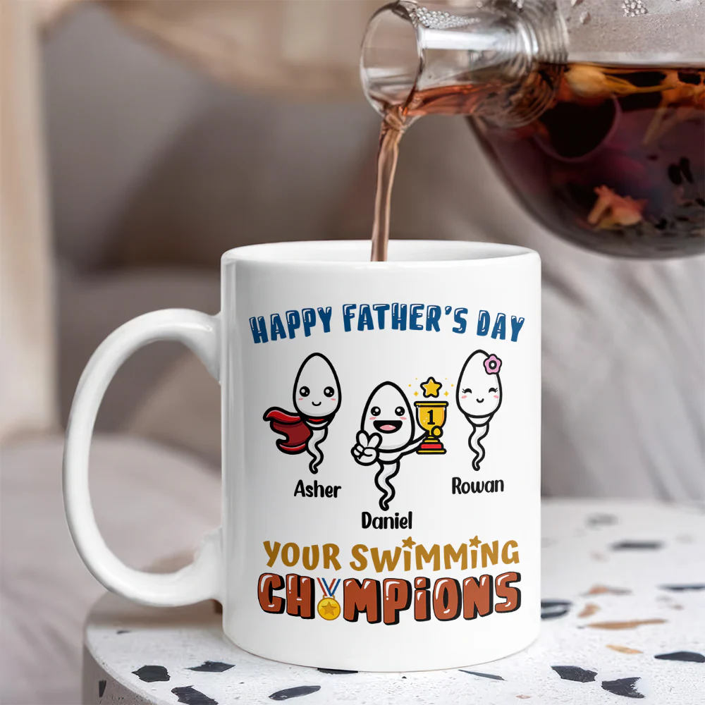 Happy Father's Day Your Swimming Champion Personalized White Mug Funny Father's Day Gift CH07 895360 - Image 2
