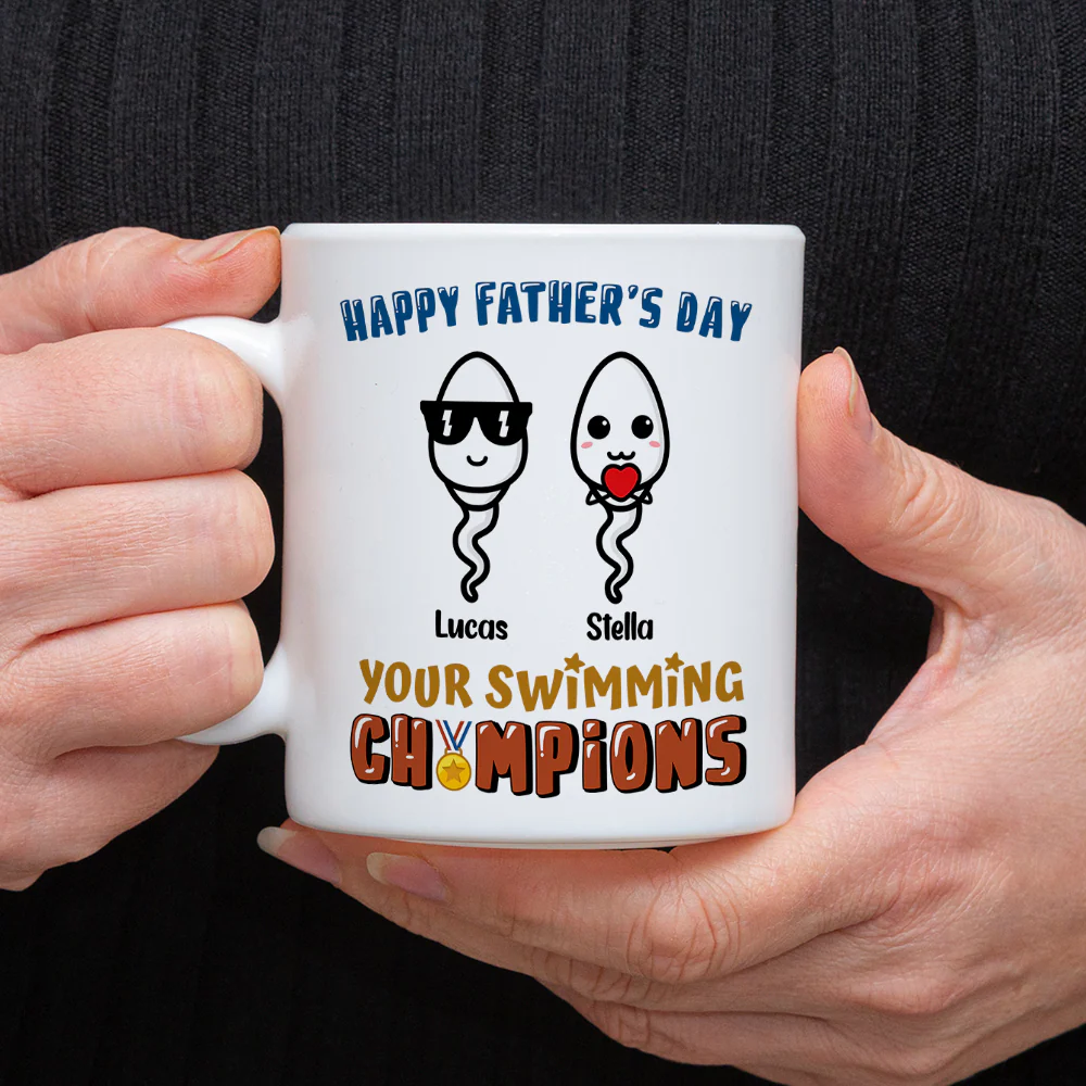 Happy Father's Day Your Swimming Champion Personalized White Mug Funny Father's Day Gift CH07 895360 - Image 3