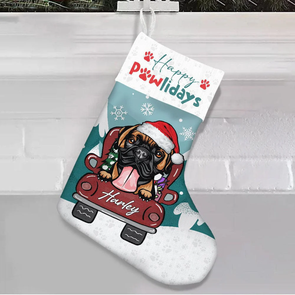 Happy Pawlidays Dog Christmas Stocking Personalized Gift TA29 - Image 3