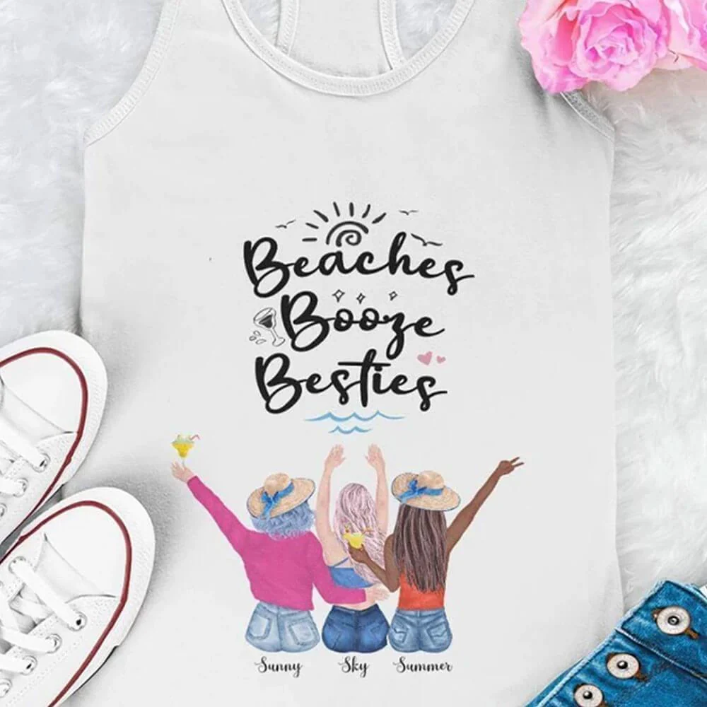 Beaches Booze Besties Best Friend Shirt - Image 3
