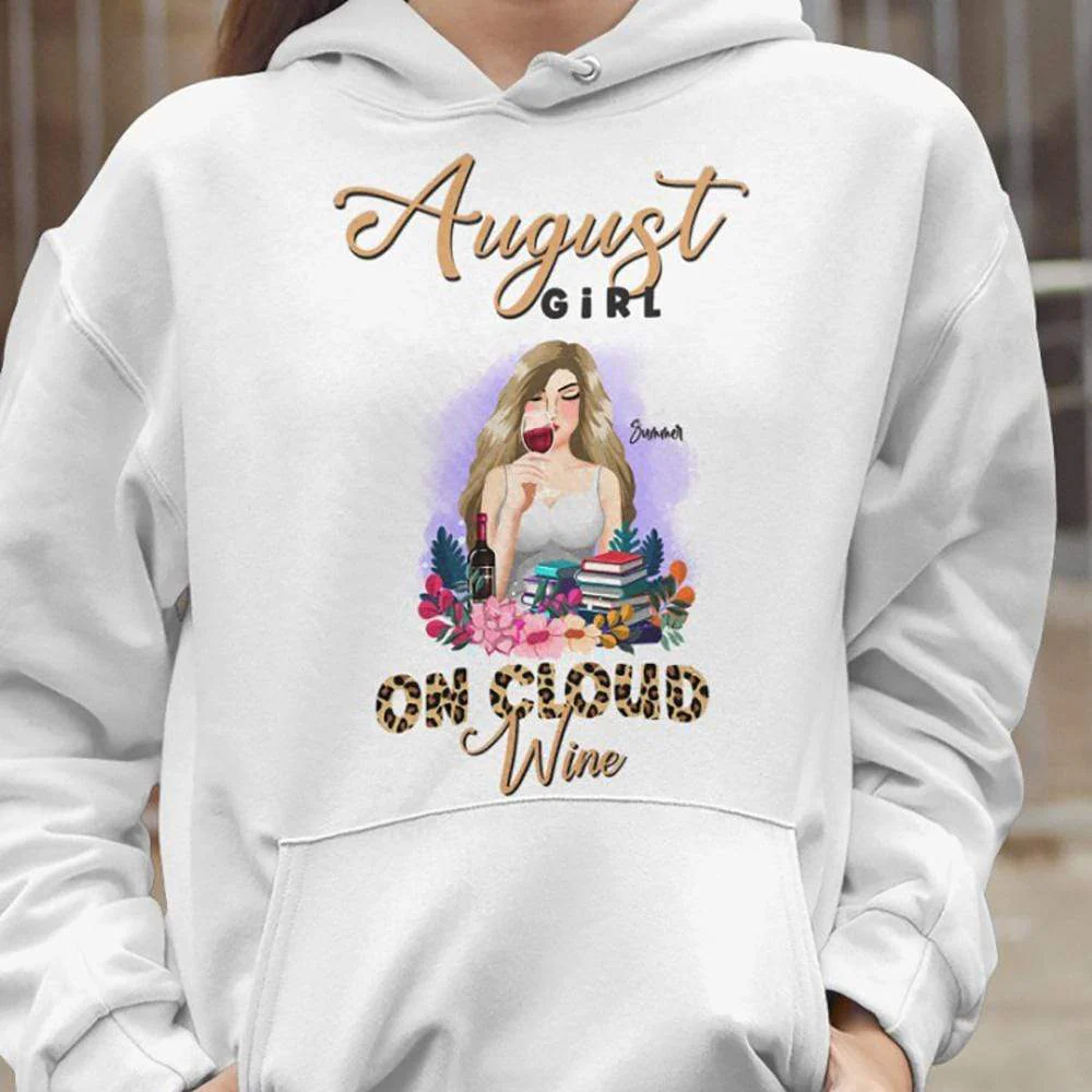 Month Girl On Cloud Wine Birthday Shirt - Image 3