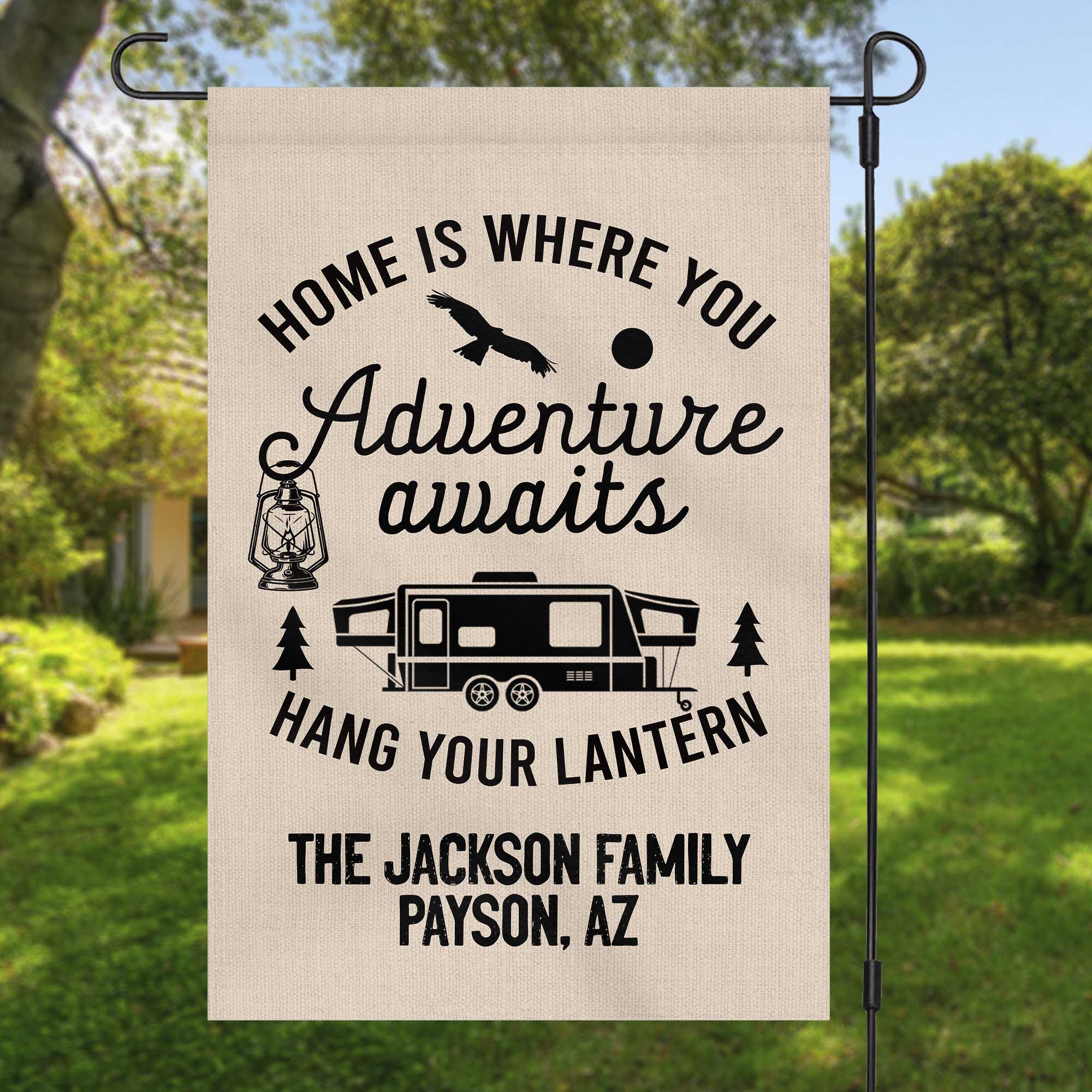 Home Is Where You Adventure Awaits Custom Camping Garden Flag H186 - Image 2