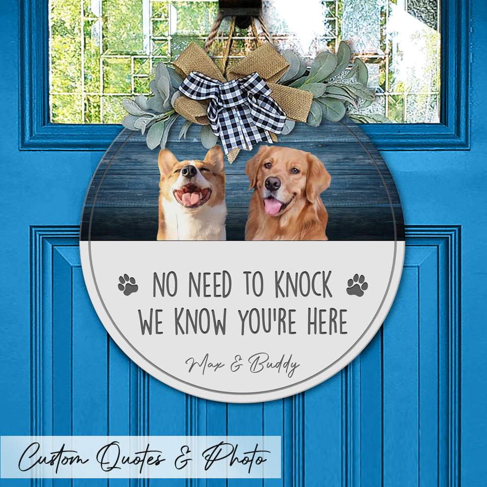 Hope you like Big Dog Wooden Door Sign With Wreath, Upload Photo HN590 - Image 5