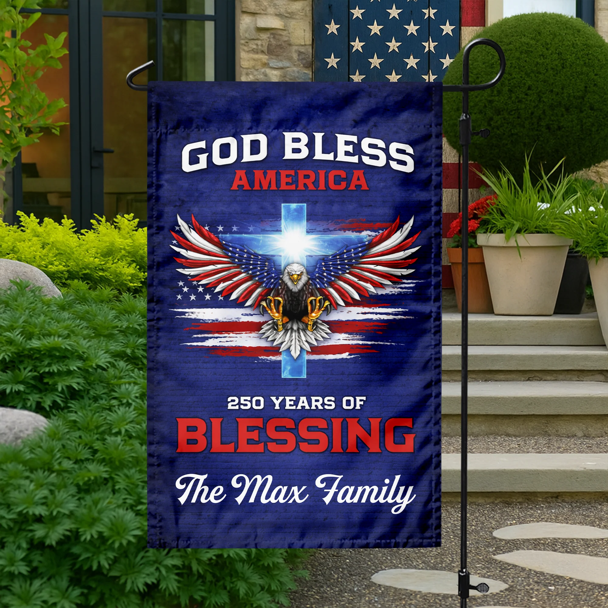 250 Years Of Blessing 250th Anniversary USA Patriotic Personalized Garden Flag HO82 900992 - Image 2