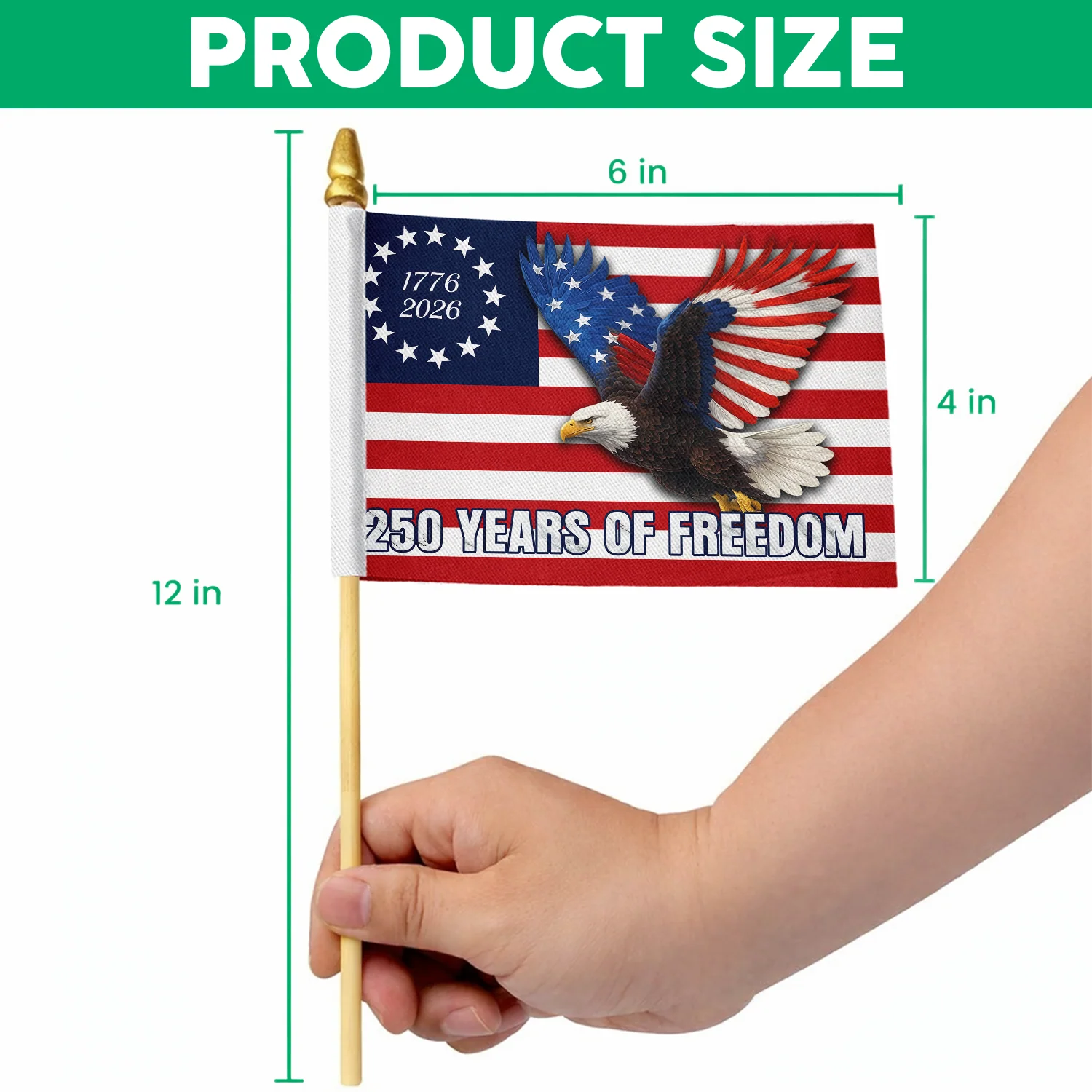 250 Years Of Freedom Eagle Handheld Flag HA75 898904 - Image 4