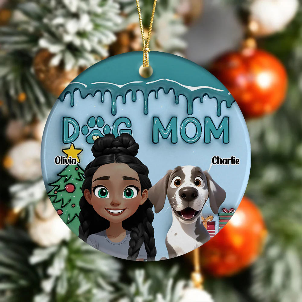 A Girl With Her Dogs - Personalized Christmas Ceramic Ornament Gift For Dog Lovers LM32 897157 - Image 6