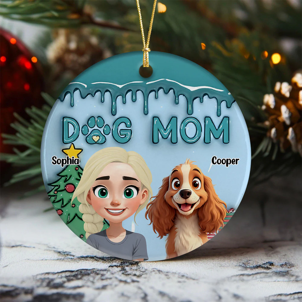 A Girl With Her Dogs - Personalized Christmas Ceramic Ornament Gift For Dog Lovers LM32 897157 - Image 7