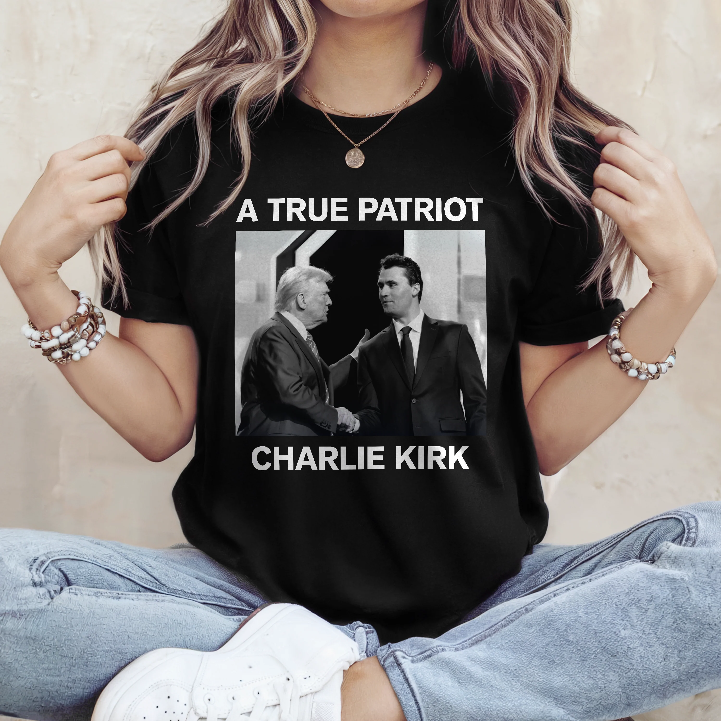 A True Patriot Charlie Kirk Dark Shirt TH10 64469 - Image 2