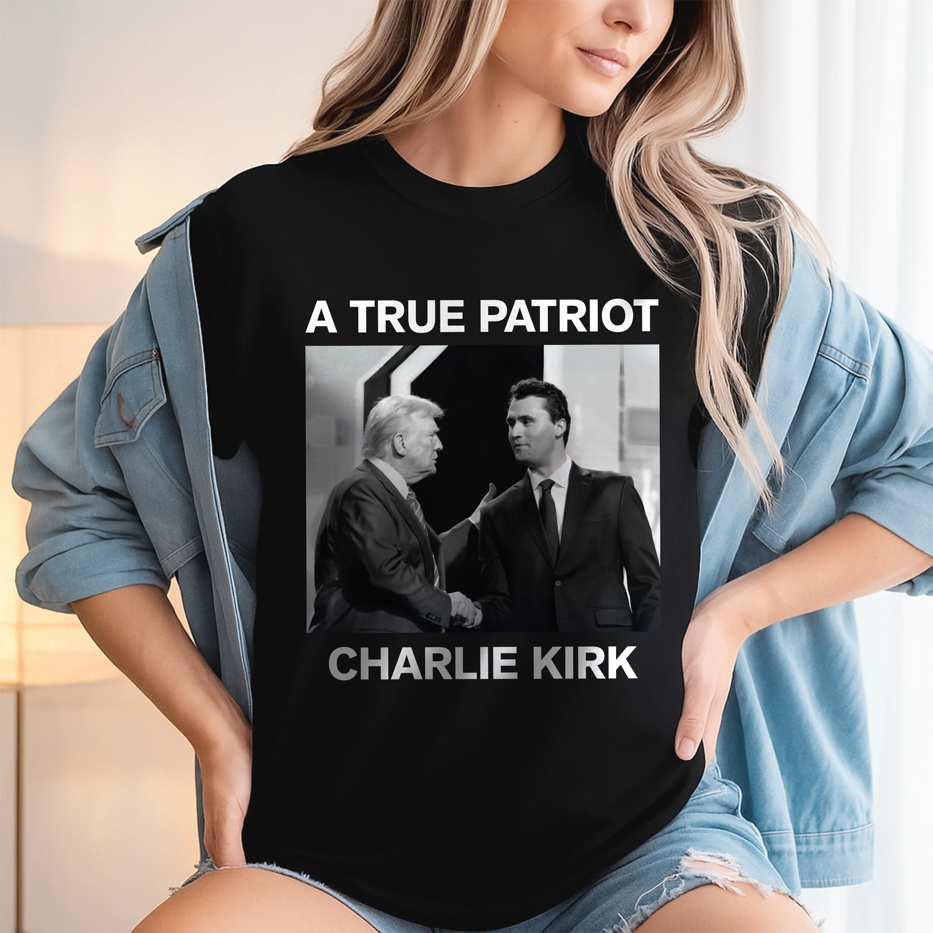 A True Patriot Charlie Kirk Dark Shirt TH10 64469 - Image 3