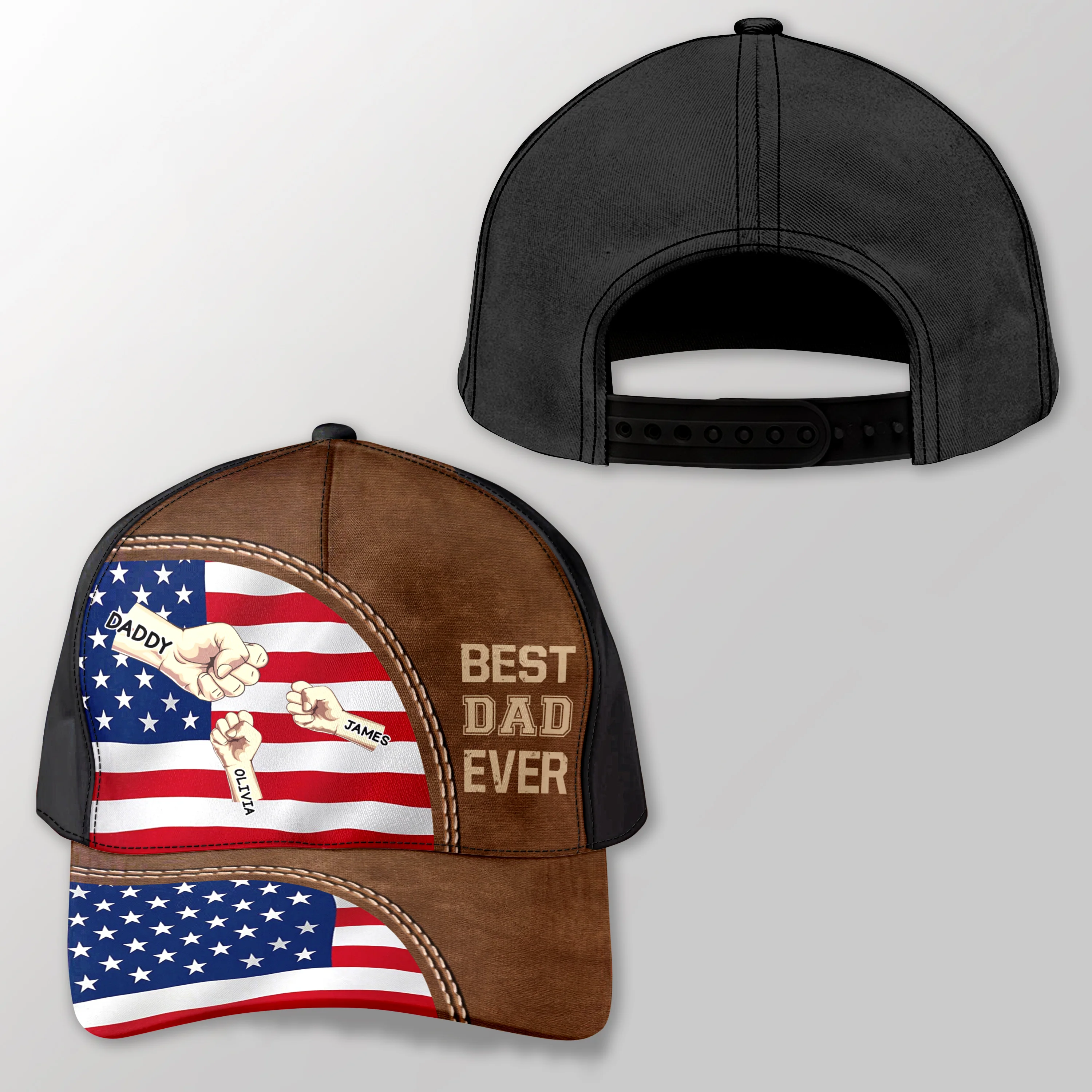Best Dad Ever With American Flag And Fist Bumps Personalized Classic Cap For Dads TH10 892965 - Image 5
