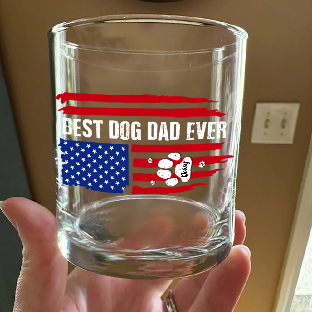 Best Dog Dad Ever American Flag Dog Whiskey Glass For Dog Lovers CH07 895850 - Image 3