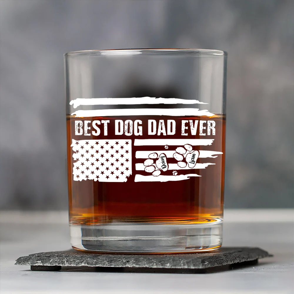 Best Dog Dad Ever American Flag Dog Whiskey Glass For Dog Lovers CH07 895850 - Image 5