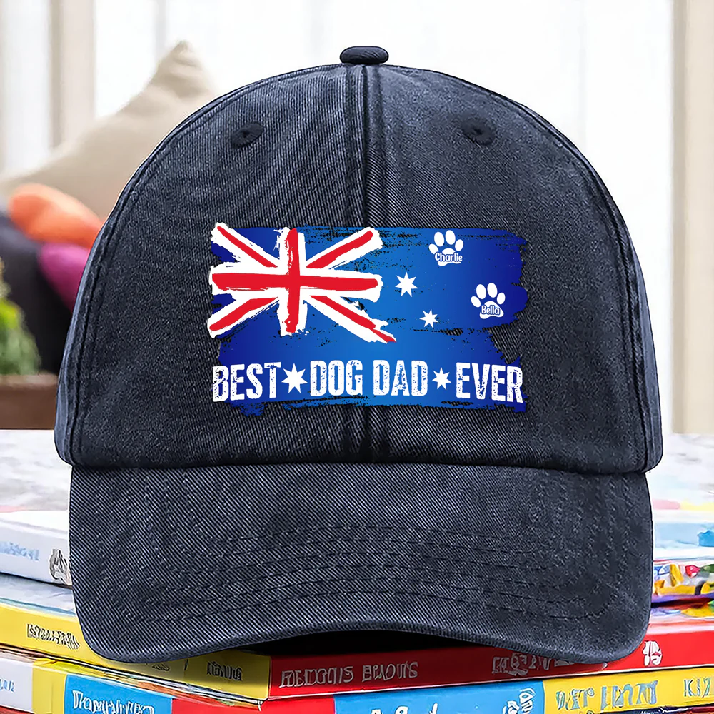 Best Dog Dad Ever Personalized Washed Denim Baseball Cap TH10 894177 - Image 2