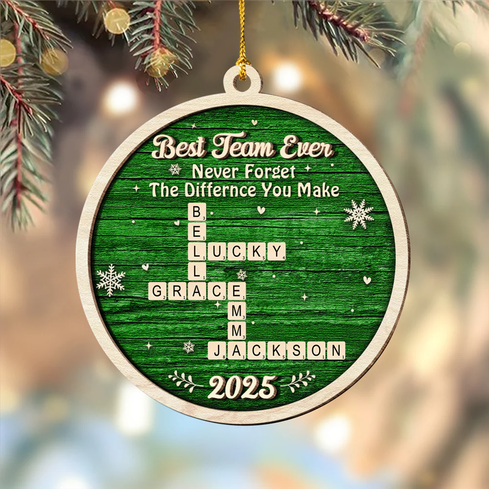 Best Team Ever Scrabble Christmas 2 Layers Wooden Ornament LM32 897119 - Image 3