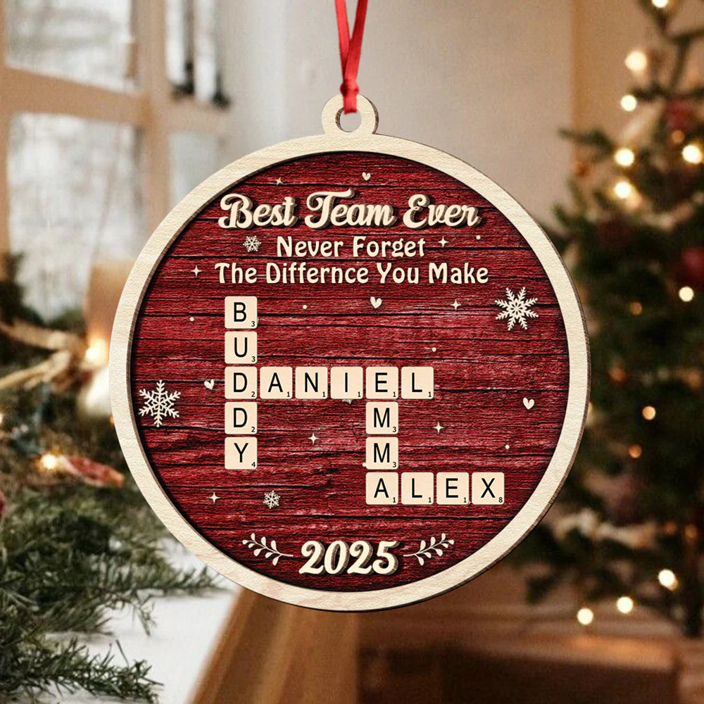 Best Team Ever Scrabble Christmas 2 Layers Wooden Ornament LM32 897119 - Image 7
