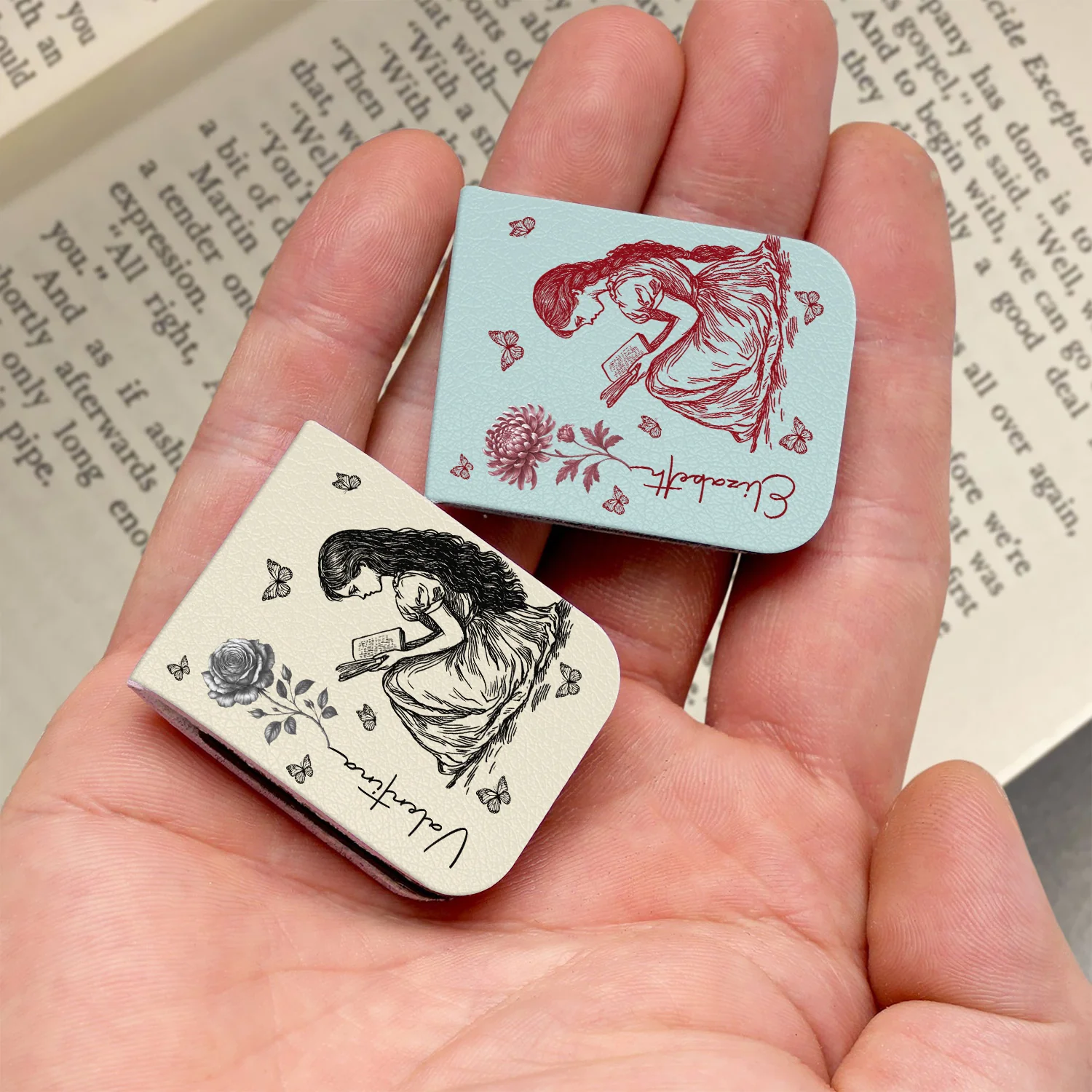 Birth Flower Book Lovers Toile De Jouy - Personalized Leather Magnetic Bookmark CH07 899540 - Image 5